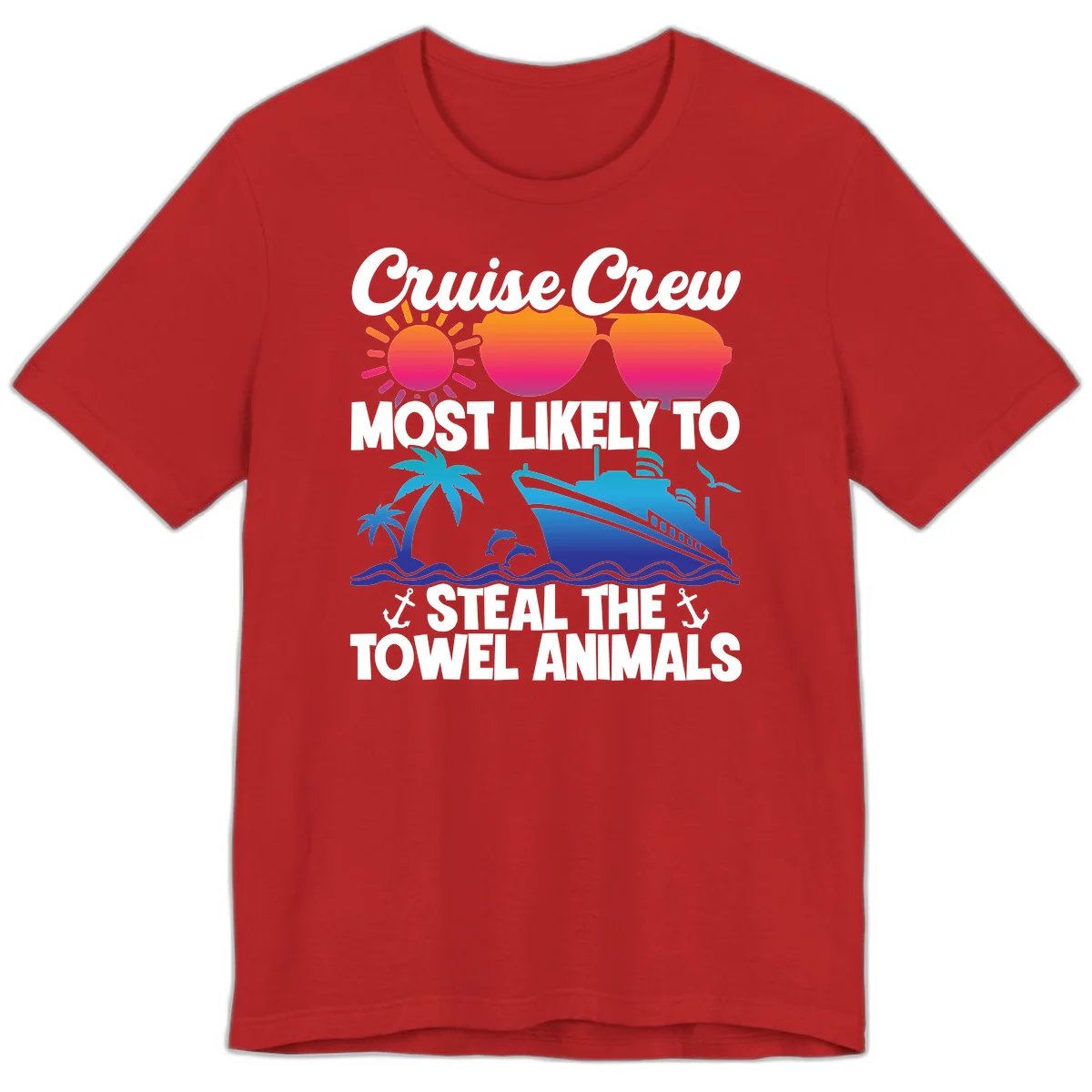 Cruise Crew Steal The Towel Animals Premium T-Shirt in Red