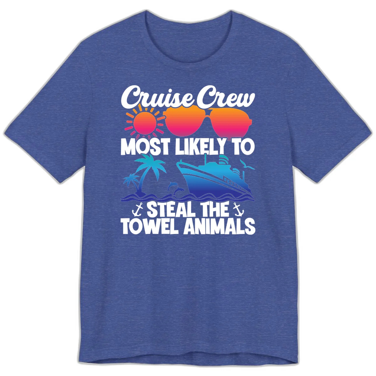 Cruise Crew Steal The Towel Animals Premium T-Shirt in Heather True Royal