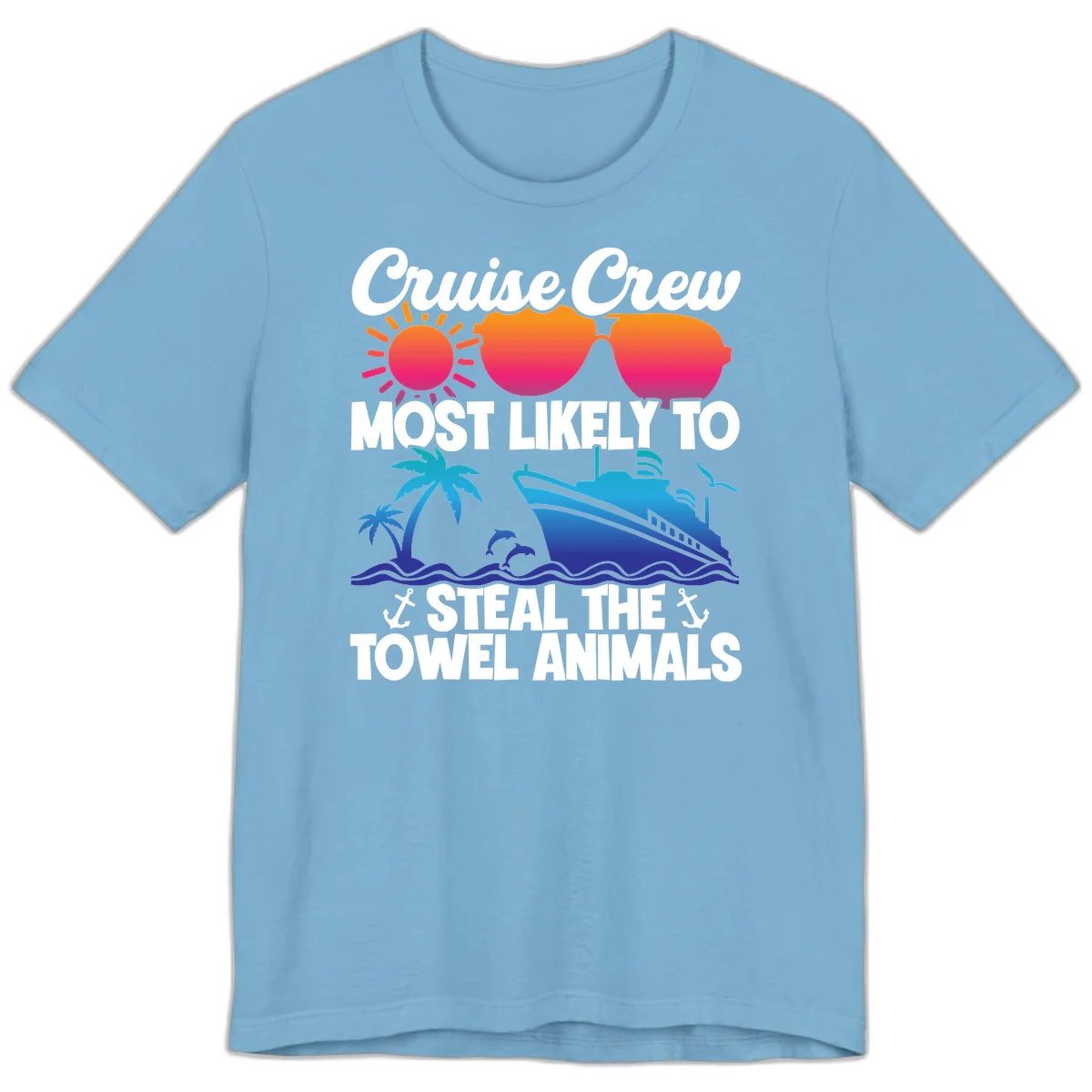 Cruise Crew Steal The Towel Animals Premium T-Shirt in Ocean Blue