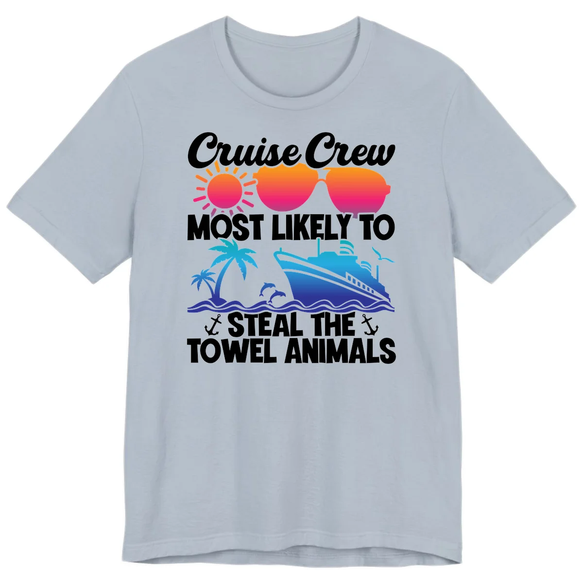 Cruise Crew Steal The Towel Animals Premium T-Shirt in Light Blue