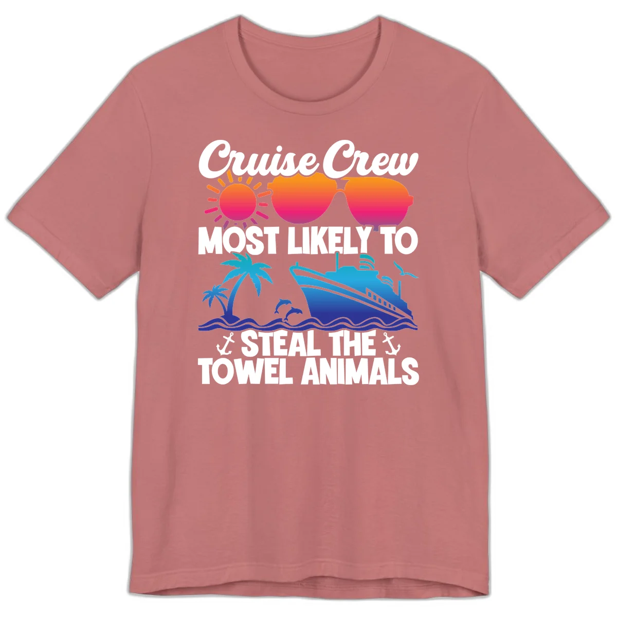Cruise Crew Steal The Towel Animals Premium T-Shirt in Mauve