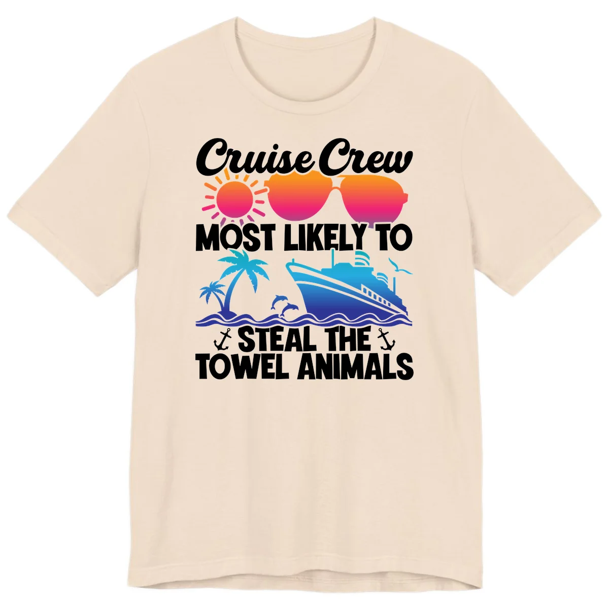 Cruise Crew Steal The Towel Animals Premium T-Shirt in Soft Cream