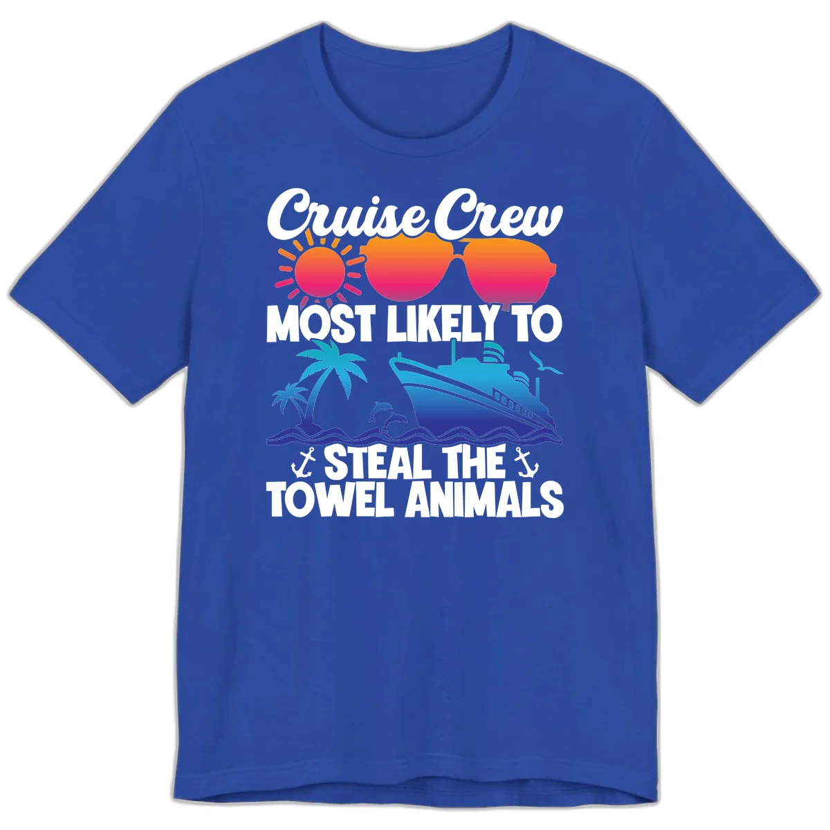 Cruise Crew Steal The Towel Animals Premium T-Shirt in True Royal