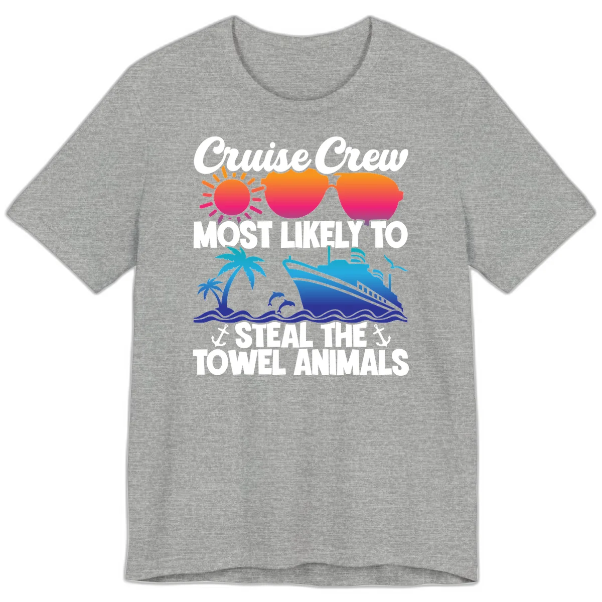 Cruise Crew Steal The Towel Animals Premium T-Shirt in Athletic Heather