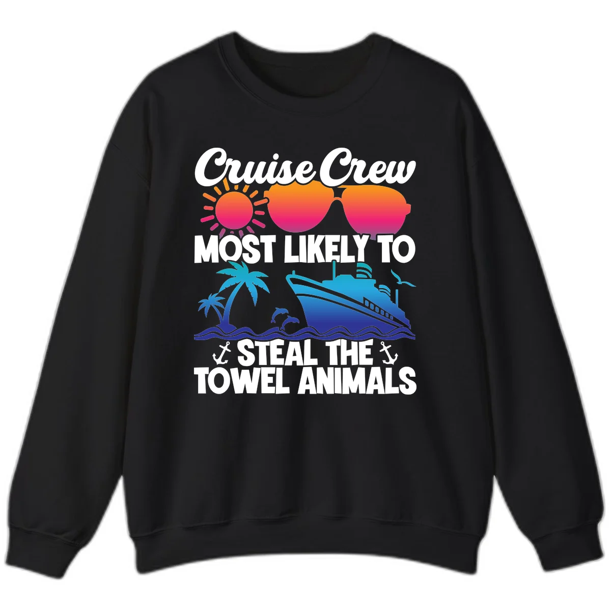 Cruise Crew Steal The Towel Animals Sweatshirt in Black