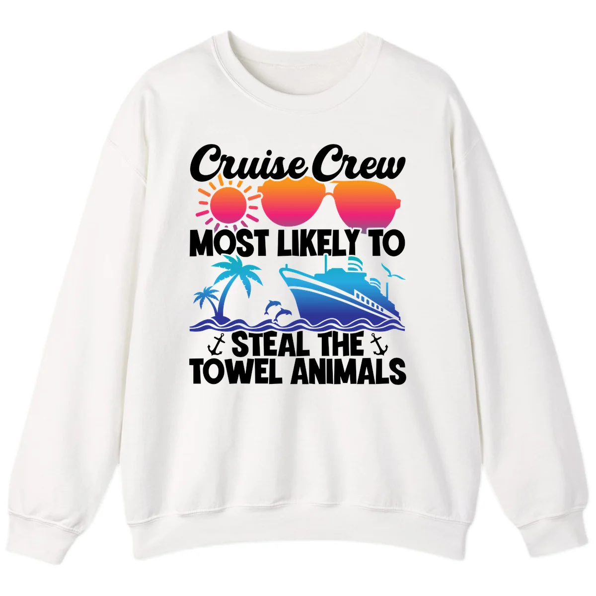 Cruise Crew Steal The Towel Animals Sweatshirt in White