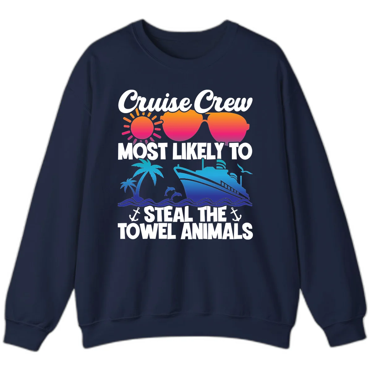 Cruise Crew Steal The Towel Animals Sweatshirt in Navy