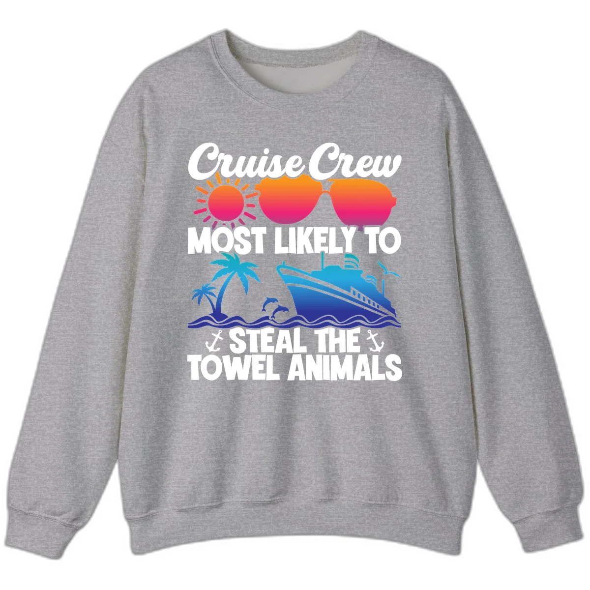 Cruise Crew Steal The Towel Animals Sweatshirt in Sport Grey