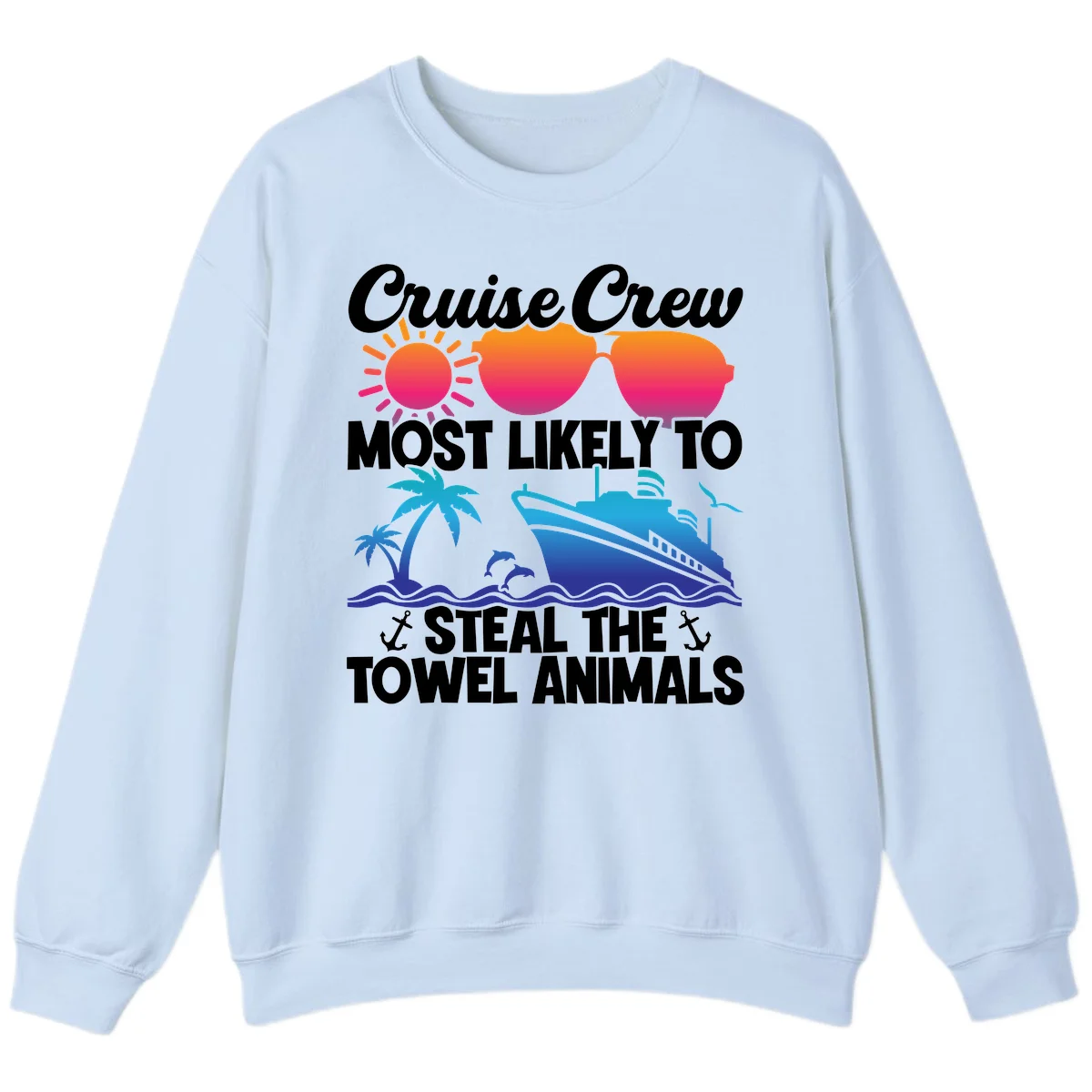 Cruise Crew Steal The Towel Animals Sweatshirt in Light Blue