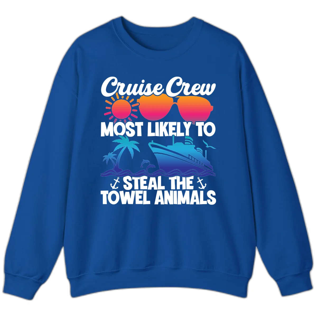 Cruise Crew Steal The Towel Animals Sweatshirt in Royal