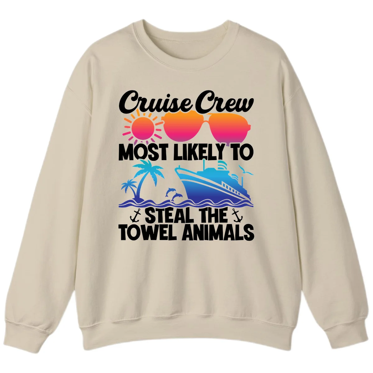 Cruise Crew Steal The Towel Animals Sweatshirt in Sand
