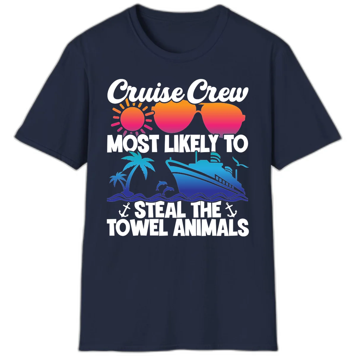Cruise Crew Steal The Towel Animals T-Shirt in Navy