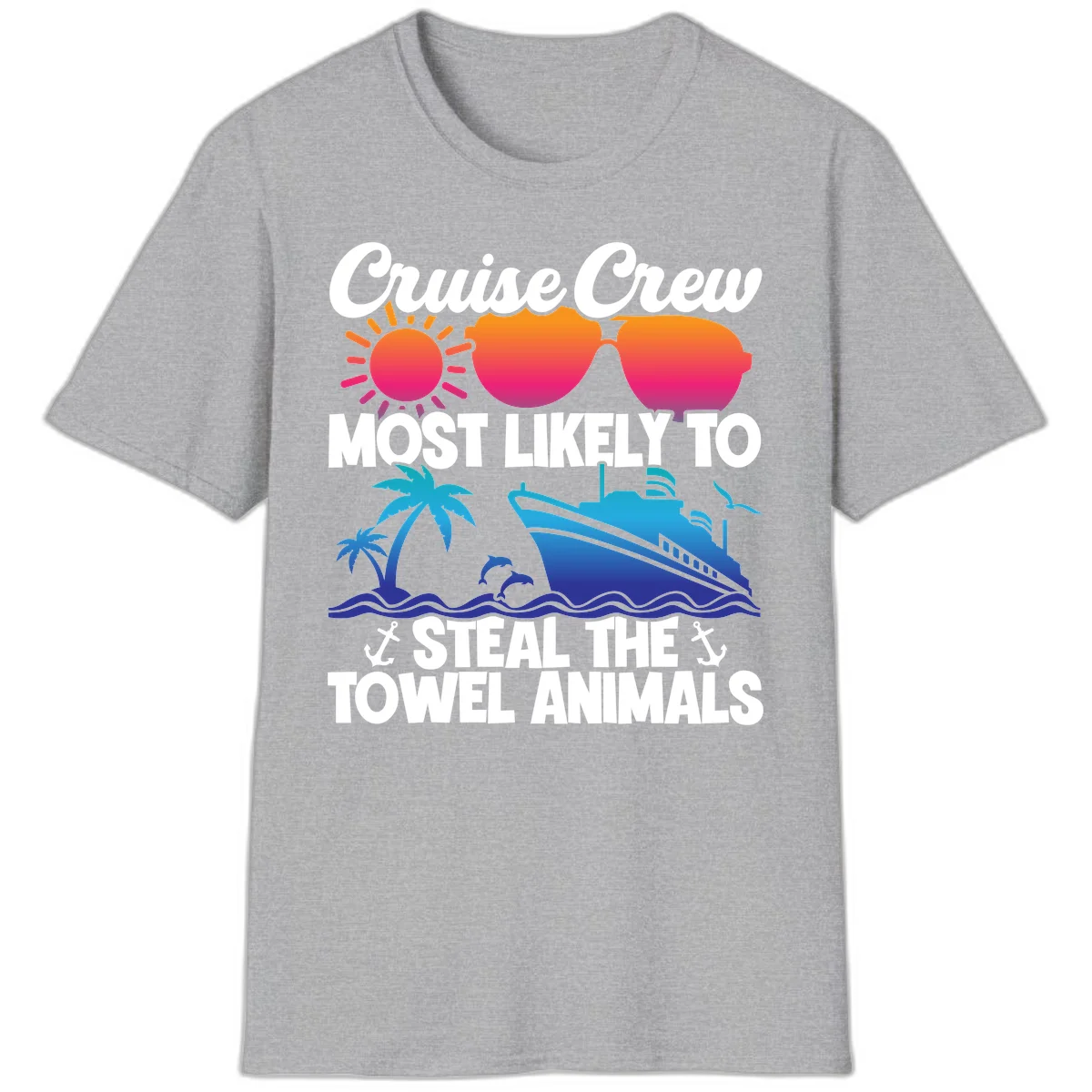 Cruise Crew Steal The Towel Animals T-Shirt in Sport Grey