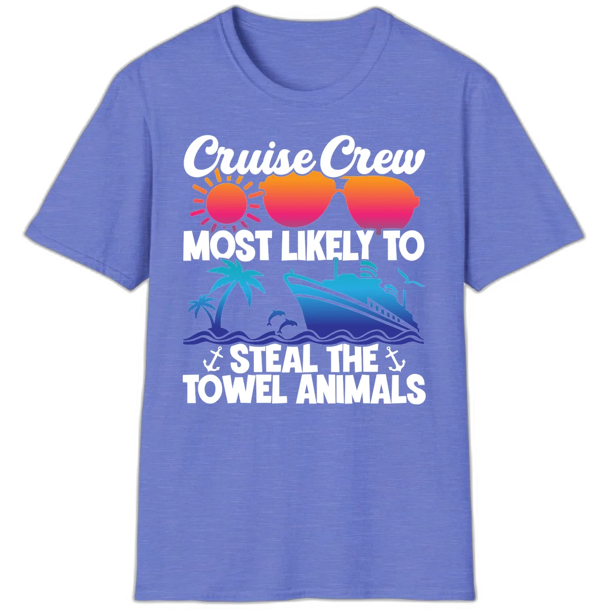 Cruise Crew Steal The Towel Animals T-Shirt in Heather Royal