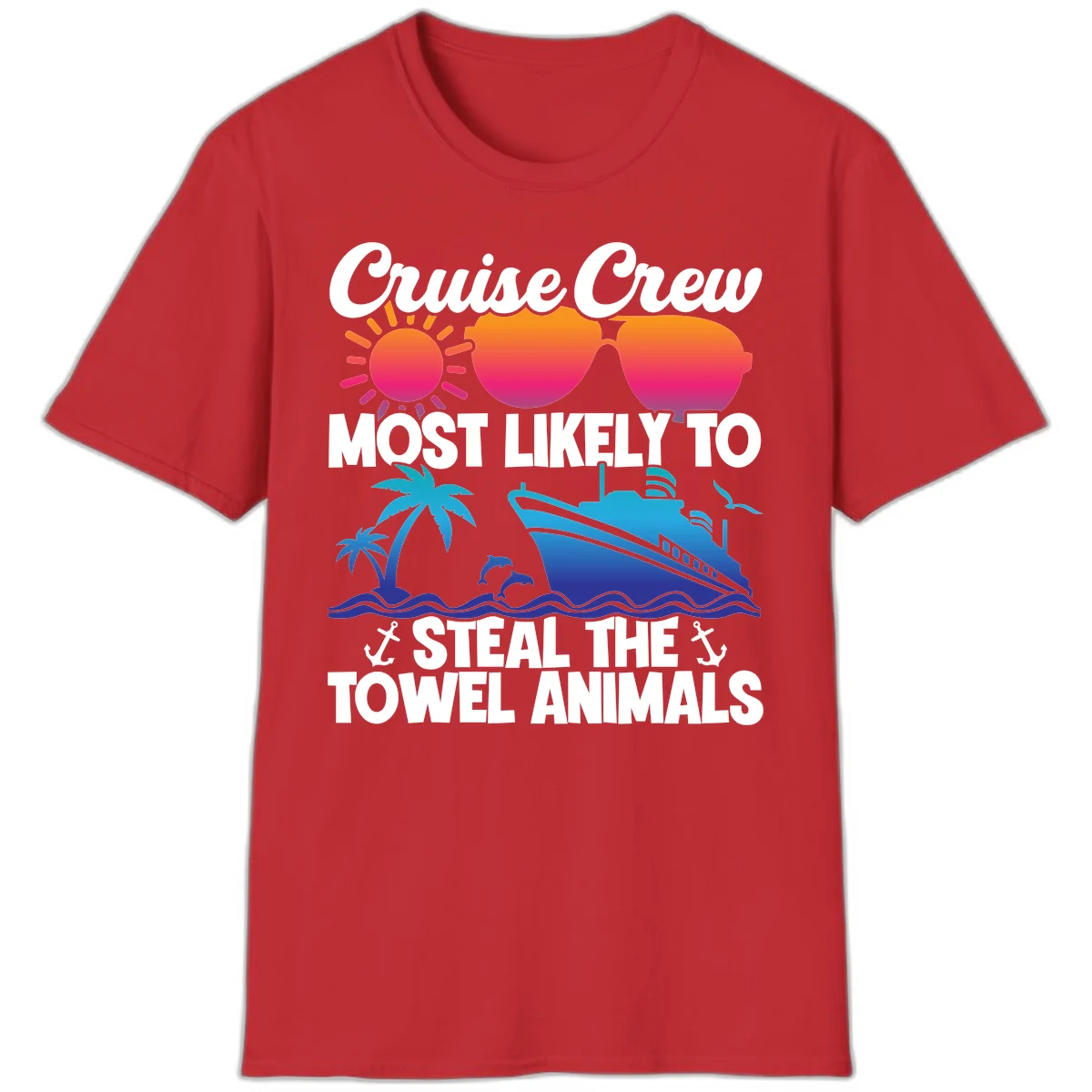 Cruise Crew Steal The Towel Animals T-Shirt in Red