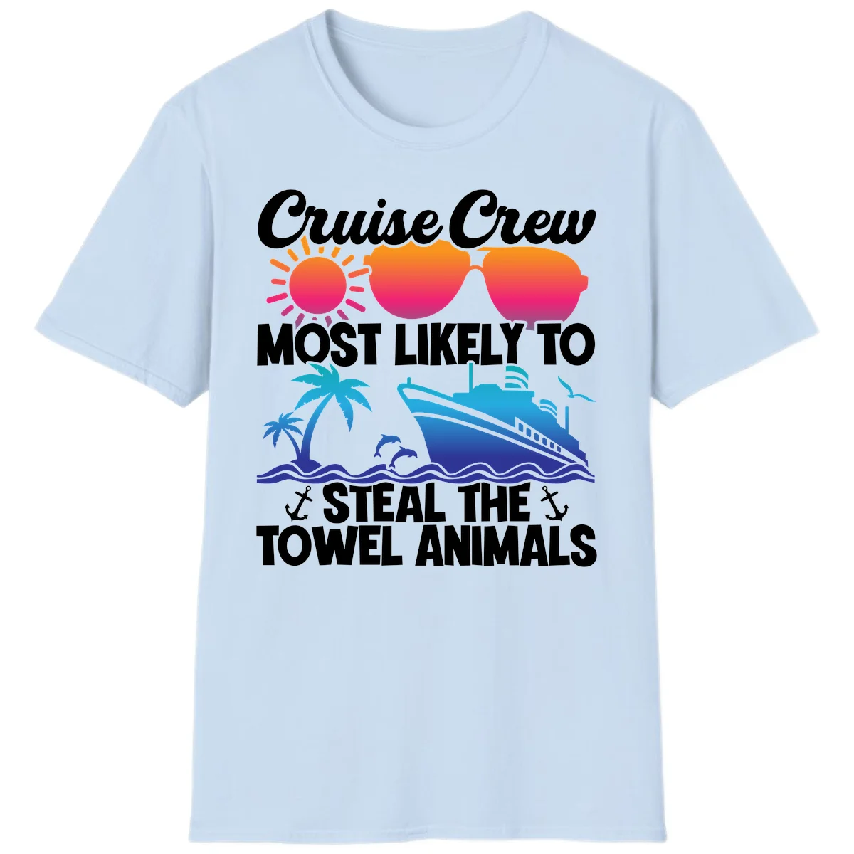 Cruise Crew Steal The Towel Animals T-Shirt in Light Blue