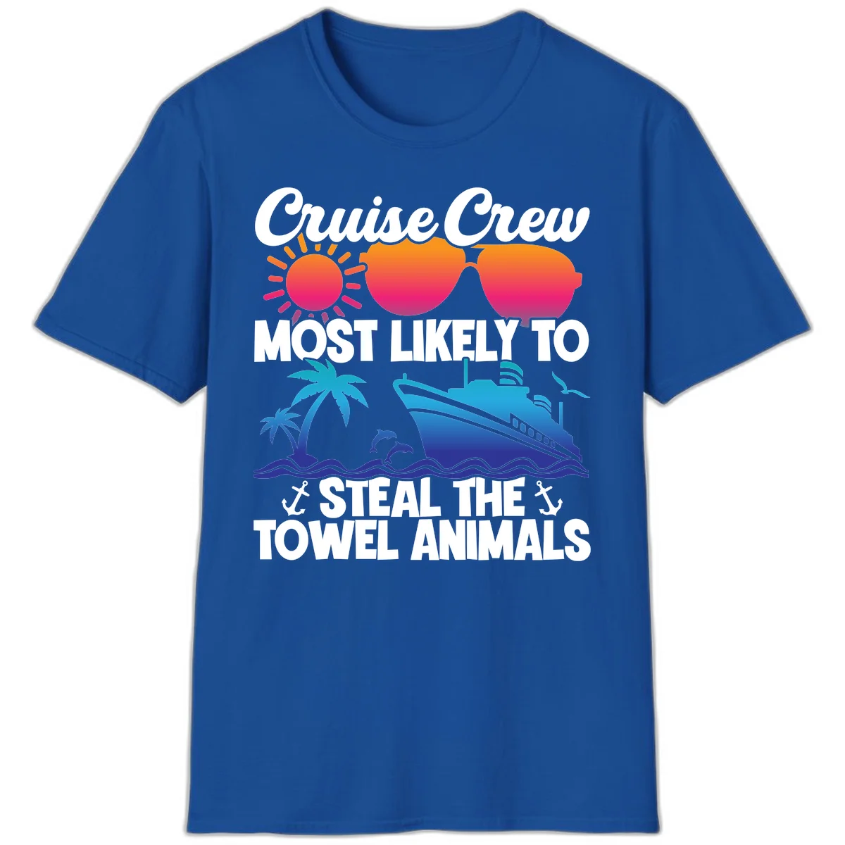 Cruise Crew Steal The Towel Animals T-Shirt in Royal