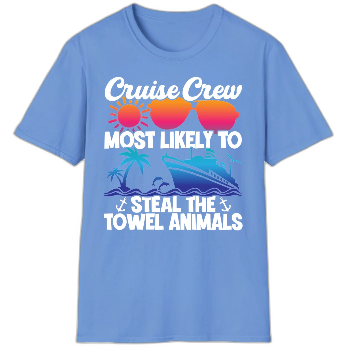 Cruise Crew Steal The Towel Animals T-Shirt in Carolina Blue