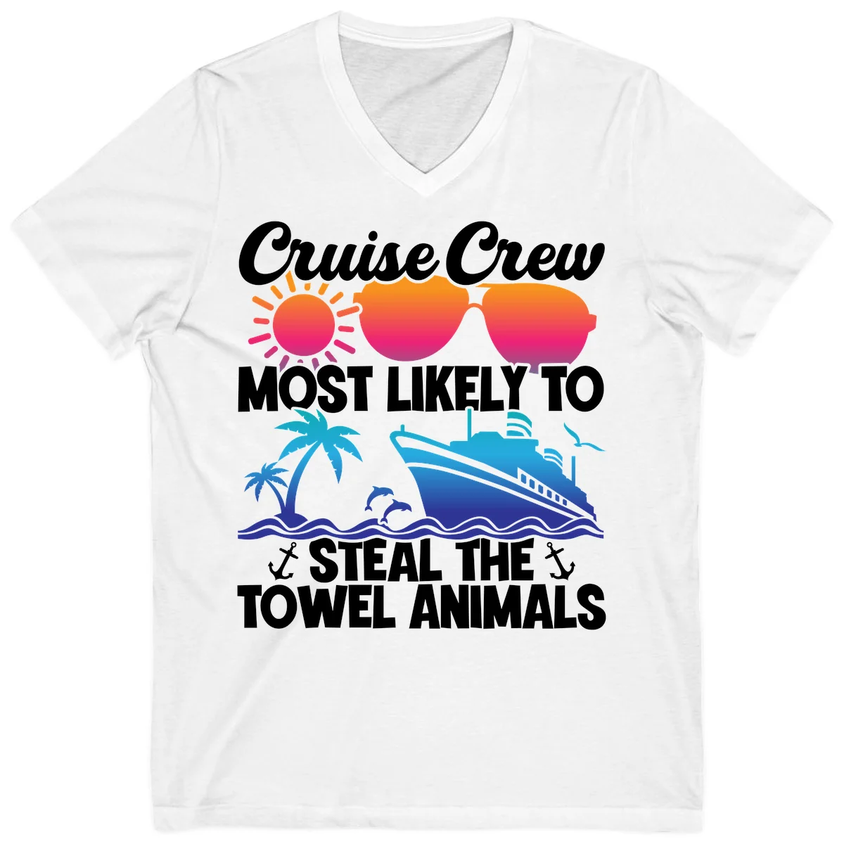 Cruise Crew Steal The Towel Animals V-Neck in White