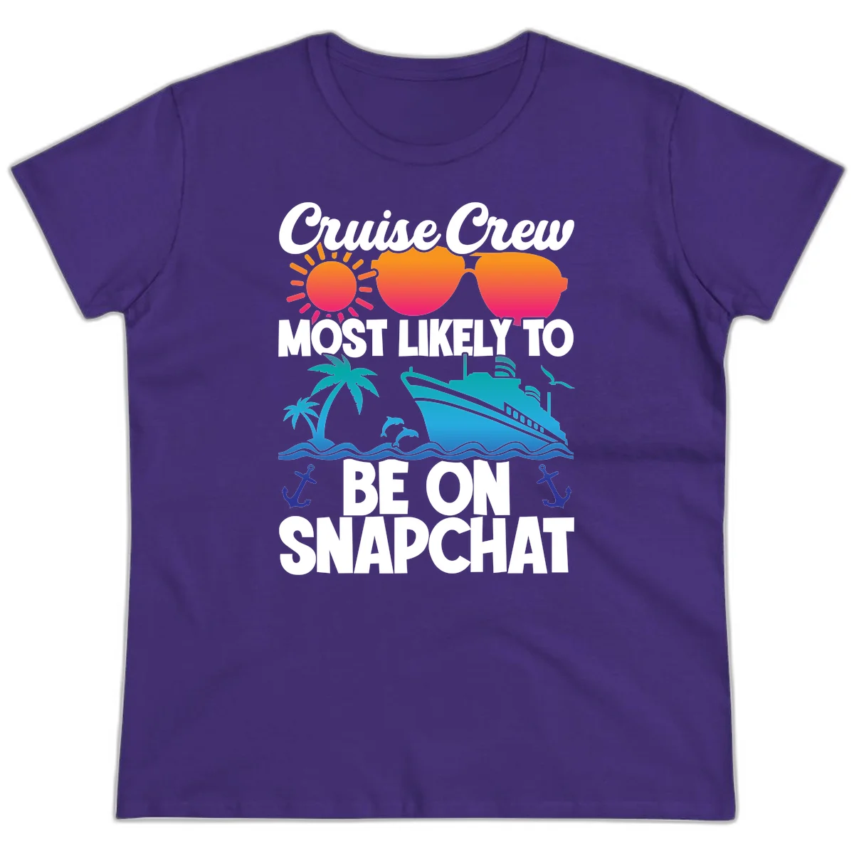 Cruise Crew Most Likely To Snapchat Ladies Tee in Purple