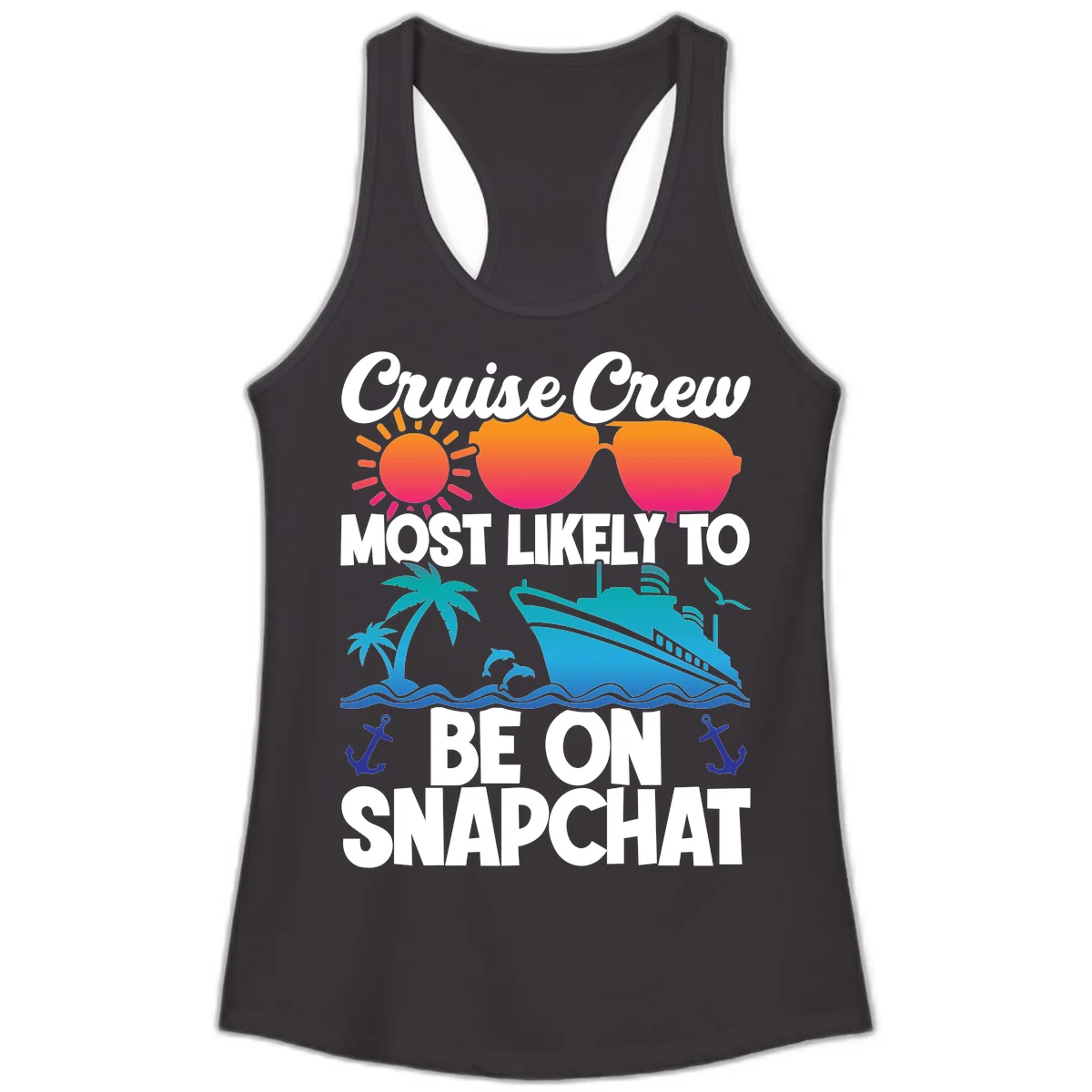 Cruise Crew Most Likely To Snapchat Ladies Tank in Black
