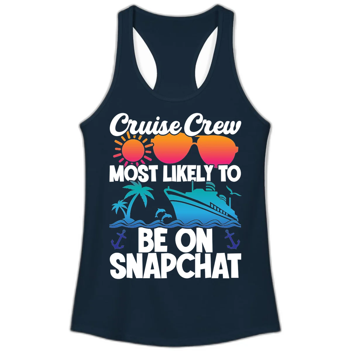 Cruise Crew Most Likely To Snapchat Ladies Tank in Solid Midnight Navy
