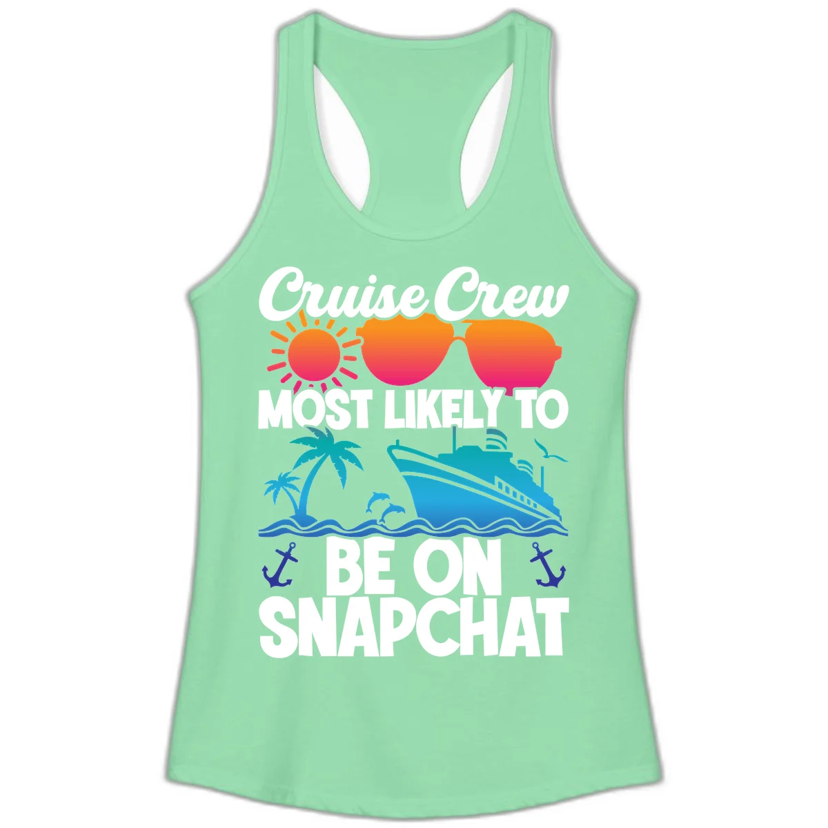 Cruise Crew Most Likely To Snapchat Ladies Tank in Solid Mint