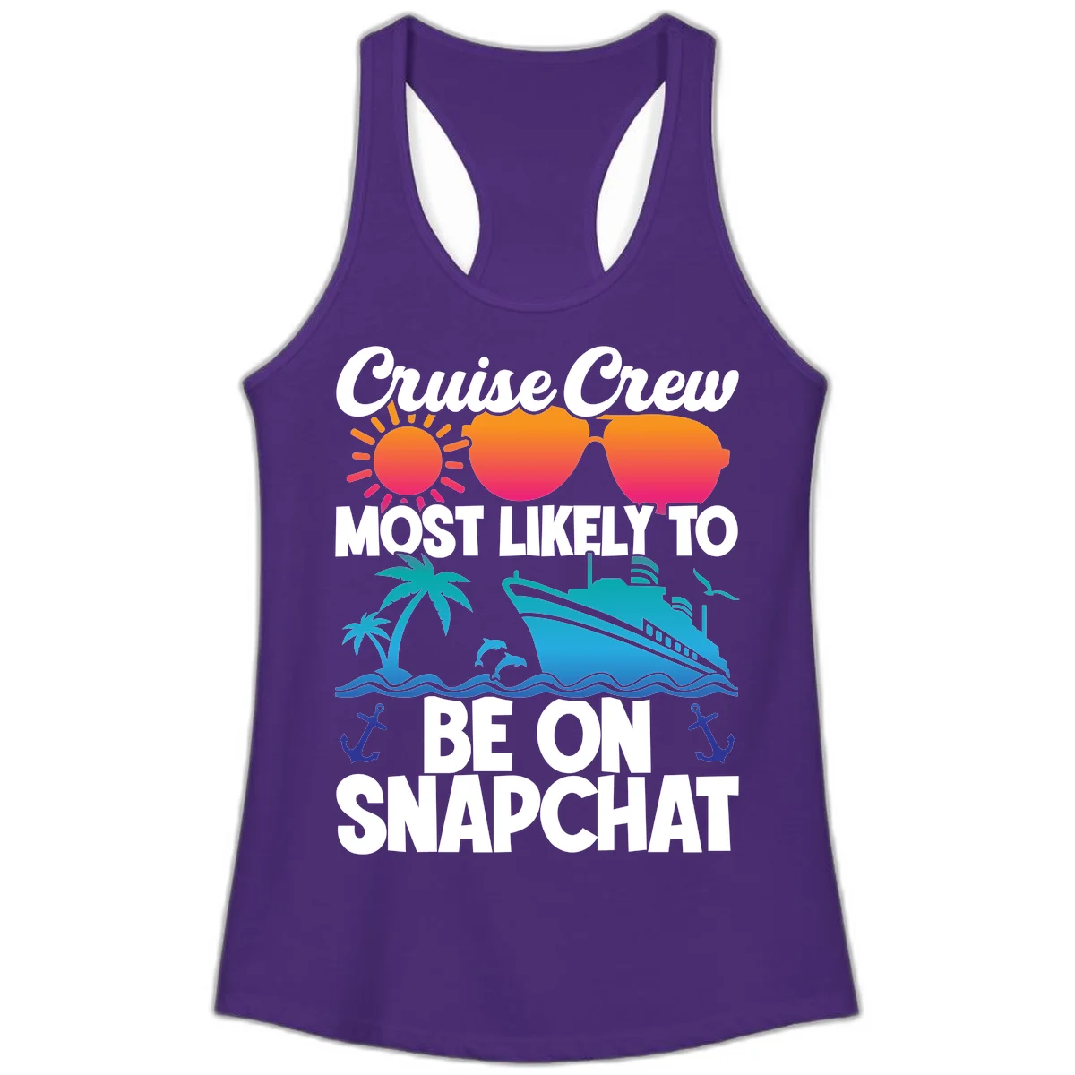 Cruise Crew Most Likely To Snapchat Ladies Tank in Solid Purple Rush