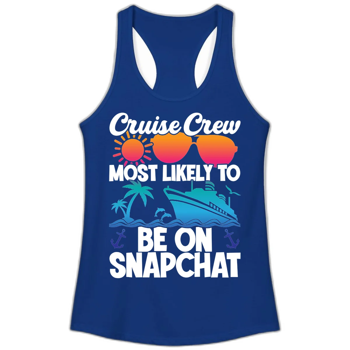 Cruise Crew Most Likely To Snapchat Ladies Tank in Solid Royal