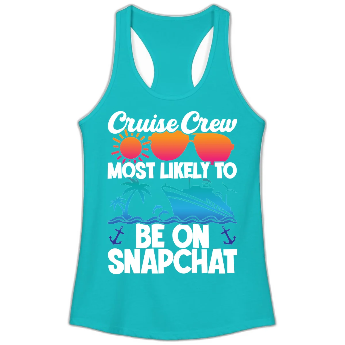 Cruise Crew Most Likely To Snapchat Ladies Tank in Tahiti Blue