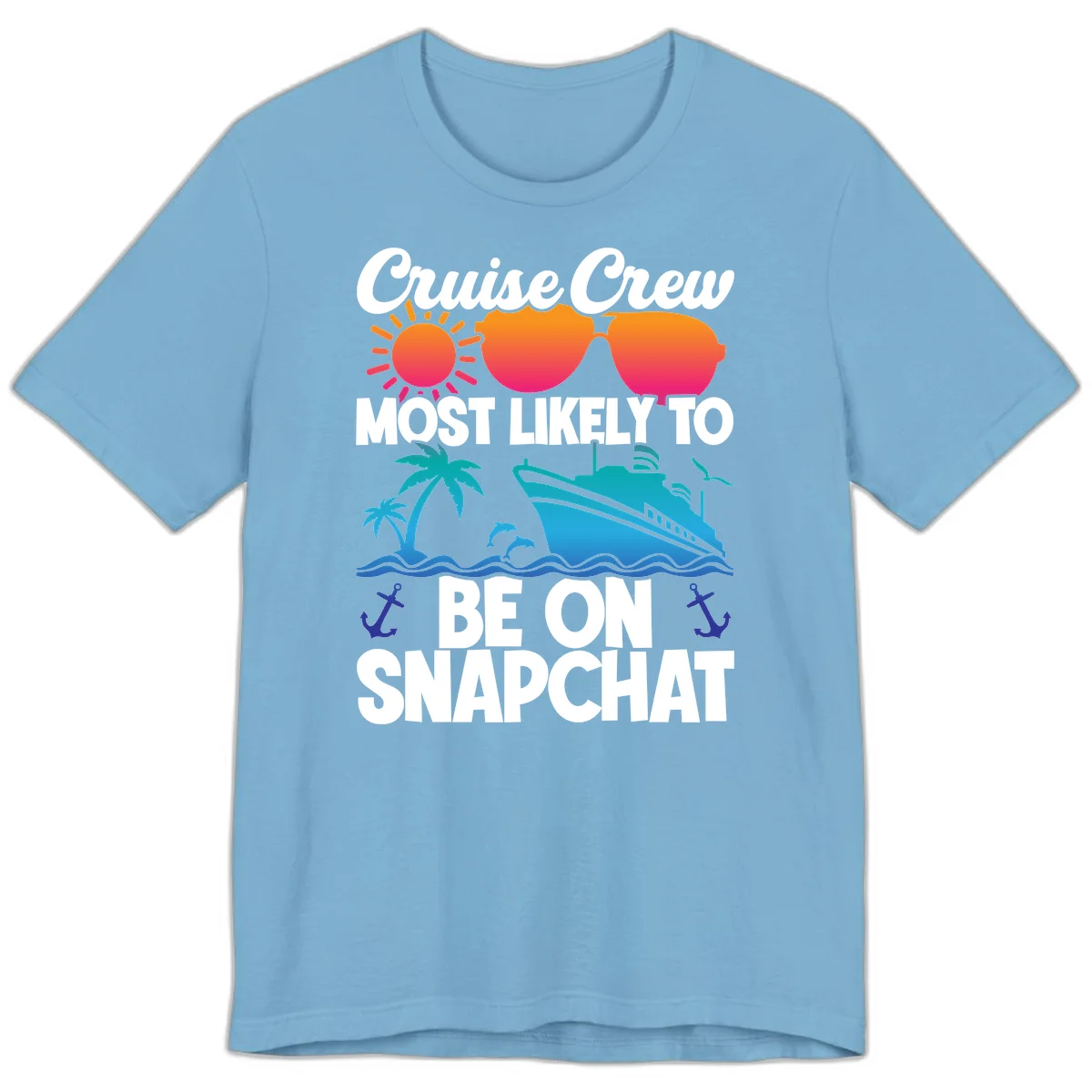 Cruise Crew Most Likely To Snapchat Premium T-Shirt in Ocean Blue
