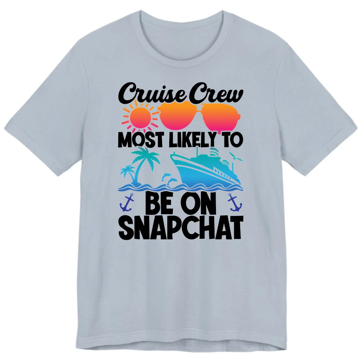 Cruise Crew Most Likely To Snapchat Premium T-Shirt in Light Blue