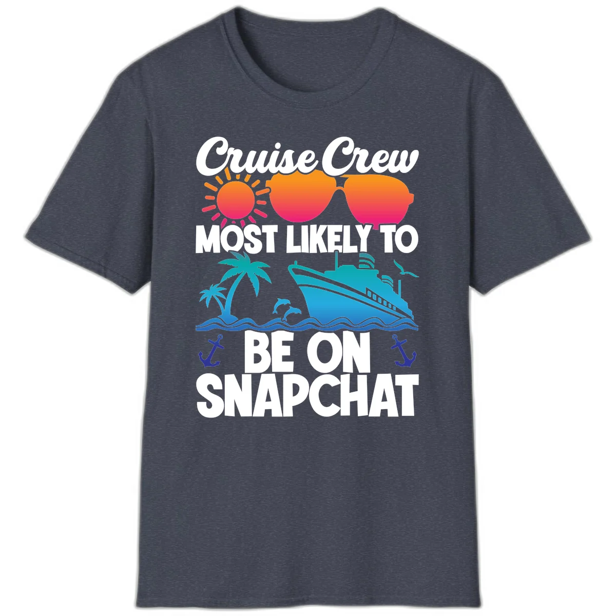 Cruise Crew Most Likely To Snapchat T-Shirt in Heather Navy