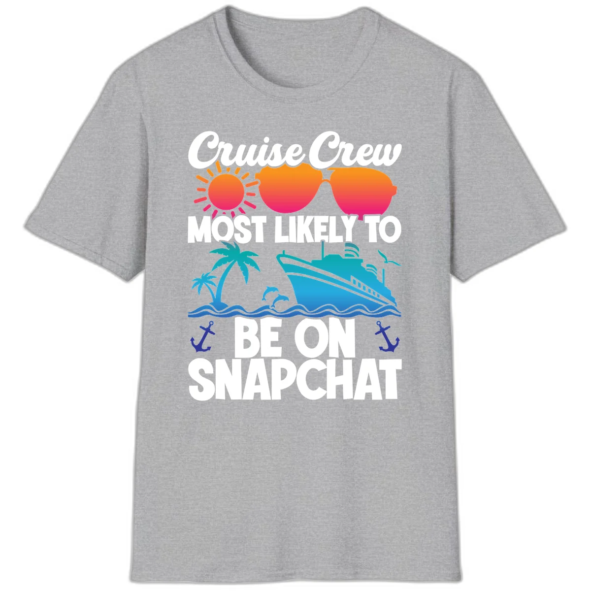 Cruise Crew Most Likely To Snapchat T-Shirt in Sport Grey