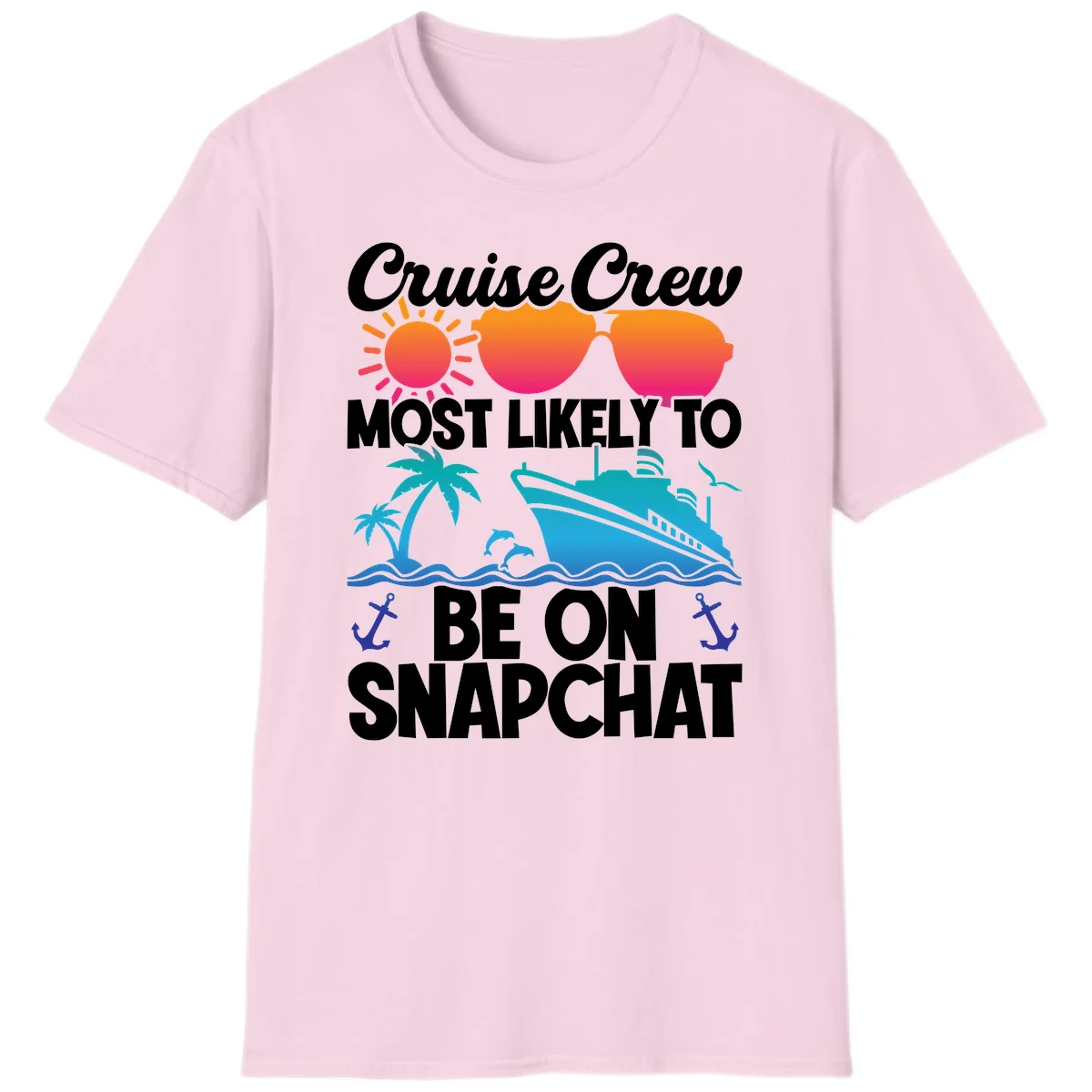 Cruise Crew Most Likely To Snapchat T-Shirt in Light Pink