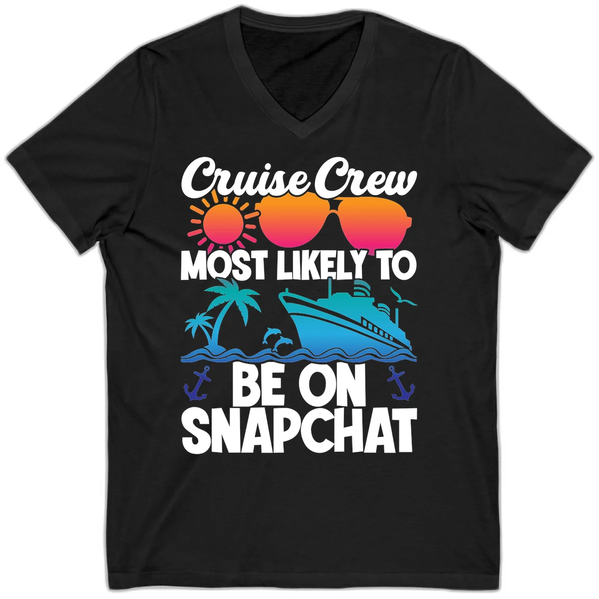 Cruise Crew Most Likely To Snapchat V-Neck in Black