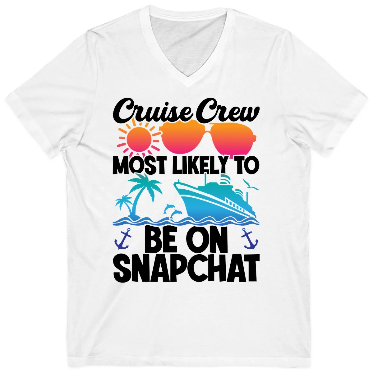 Cruise Crew Most Likely To Snapchat V-Neck in White