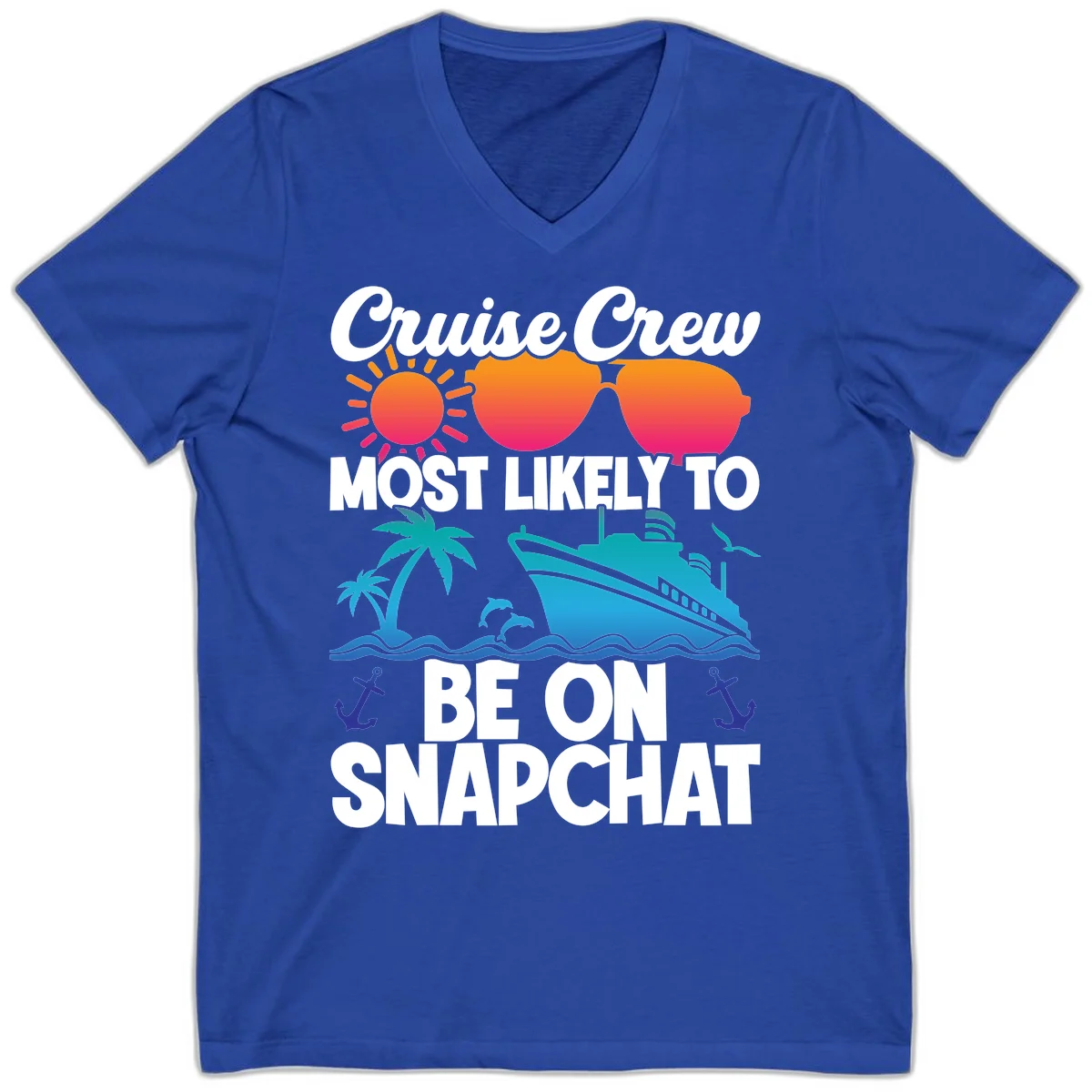 Cruise Crew Most Likely To Snapchat V-Neck in True Royal