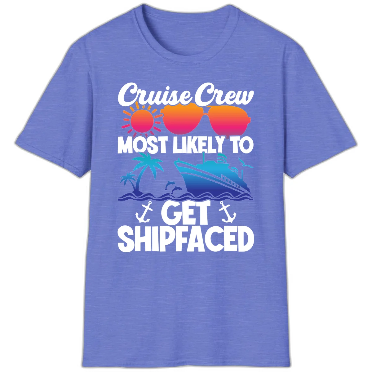 Cruise Crew Most Likely To Get Shipfaced T-Shirt in Heather Royal