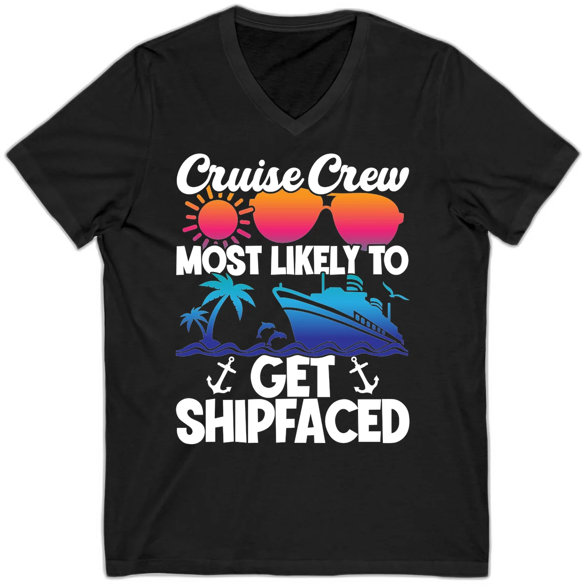 Cruise Crew Most Likely To Get Shipfaced V-Neck in Black