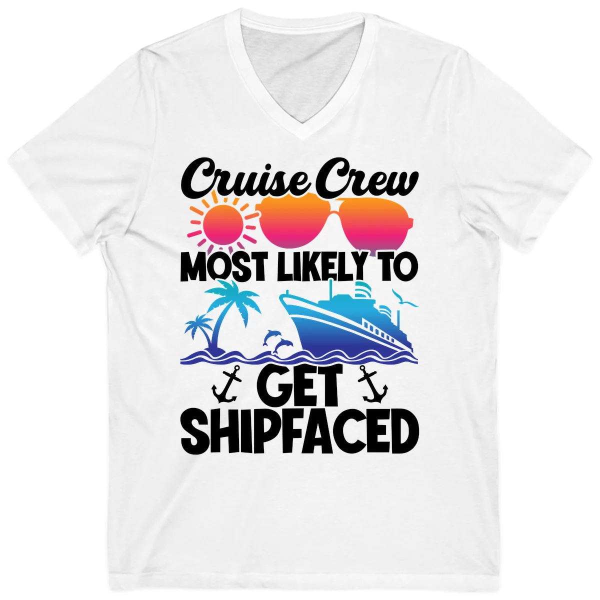 Cruise Crew Most Likely To Get Shipfaced V-Neck in White