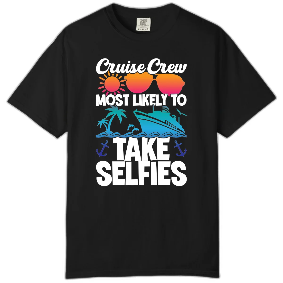 Cruise Crew Most Likely To Take Selfies Comfort Color in Black