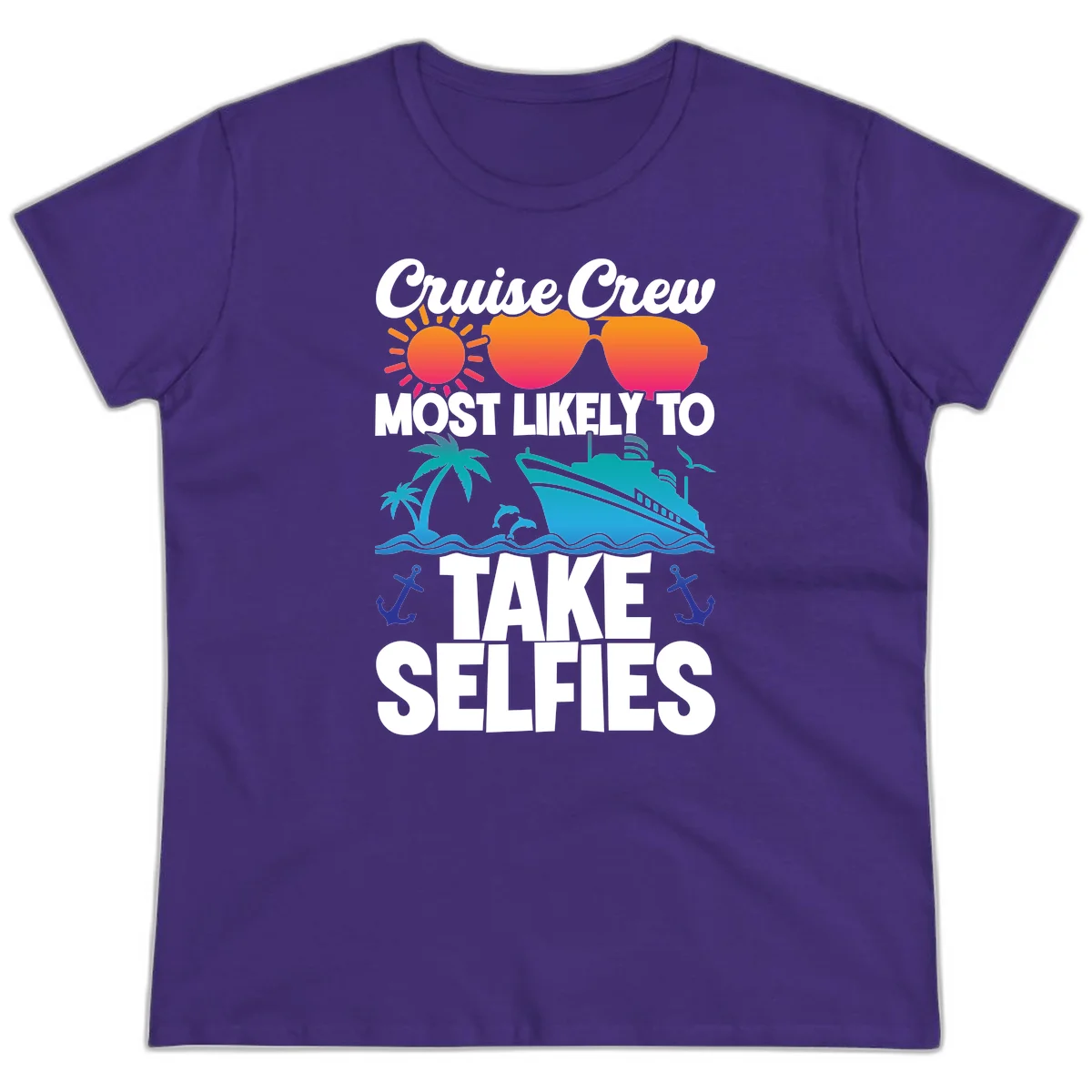 Cruise Crew Most Likely To Take Selfies Ladies Tee in Purple