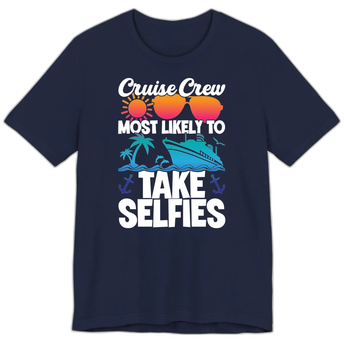 Cruise Crew Most Likely To Take Selfies Premium T-Shirt in Navy