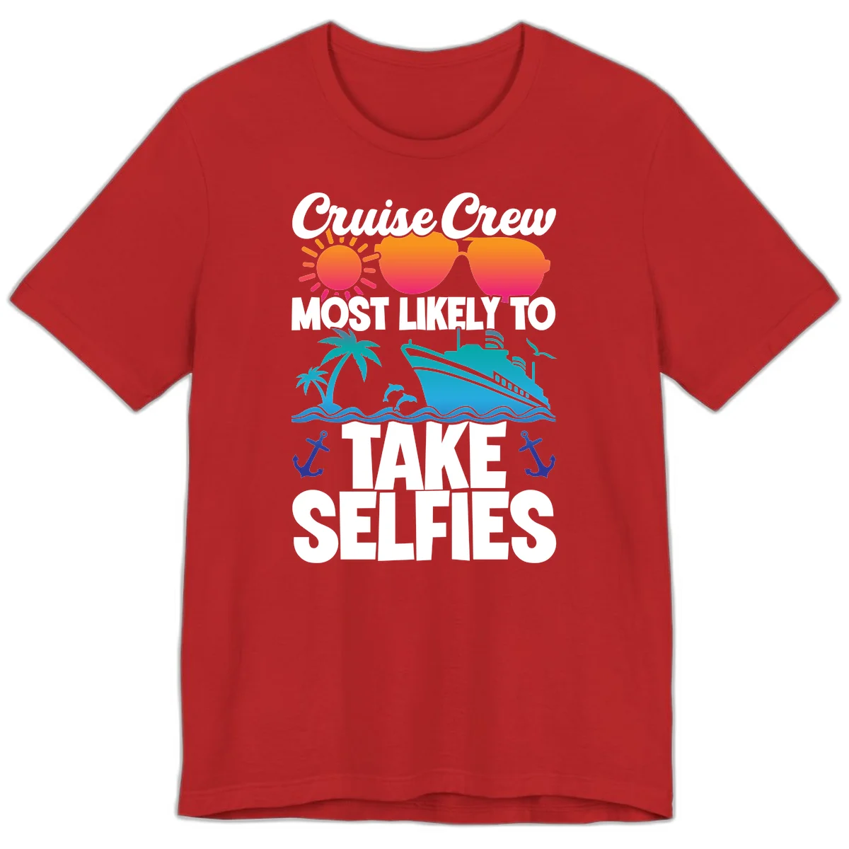 Cruise Crew Most Likely To Take Selfies Premium T-Shirt in Red