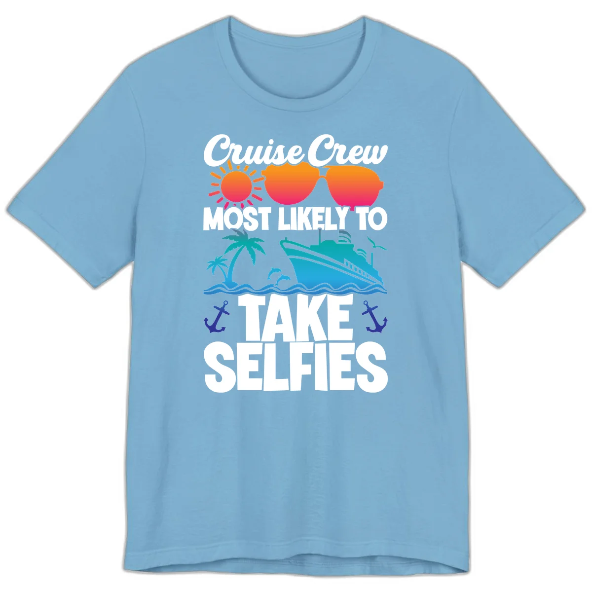 Cruise Crew Most Likely To Take Selfies Premium T-Shirt in Ocean Blue