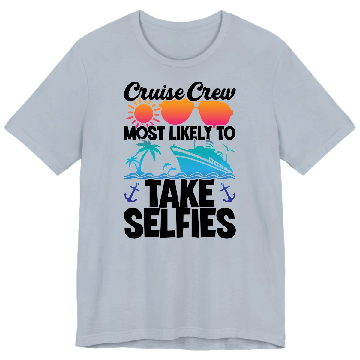 Cruise Crew Most Likely To Take Selfies Premium T-Shirt in Light Blue