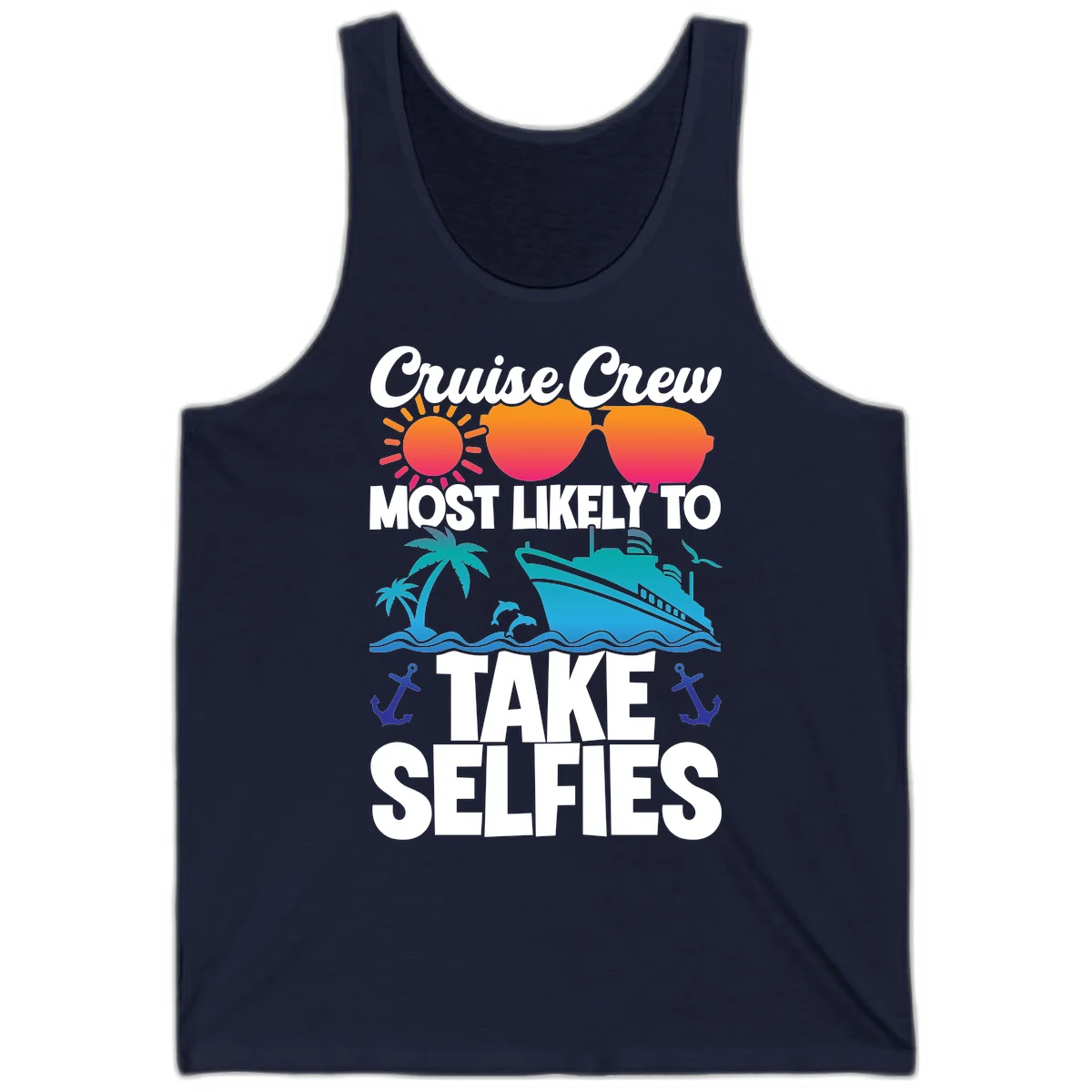 Cruise Crew Most Likely To Take Selfies Tank in Navy