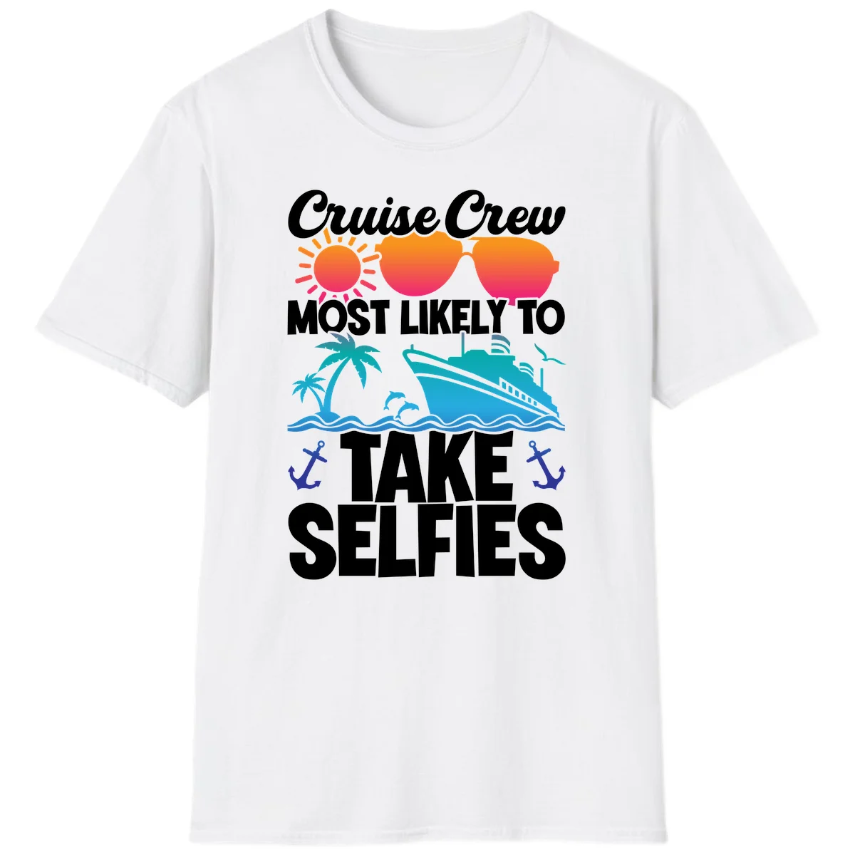 Cruise Crew Most Likely To Take Selfies T-Shirt in White