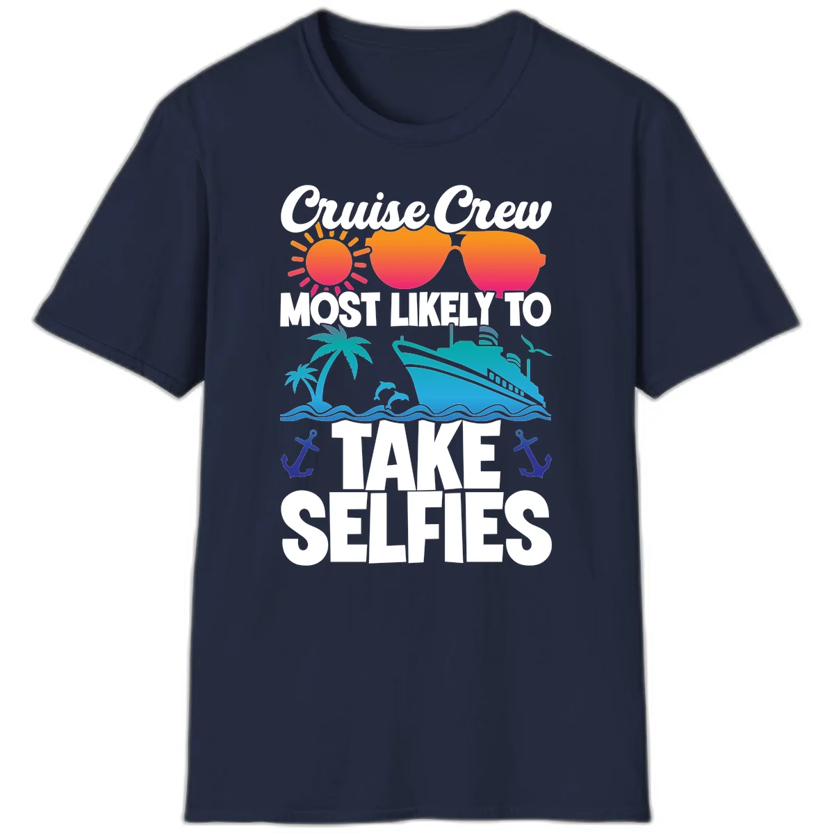 Cruise Crew Most Likely To Take Selfies T-Shirt in Navy